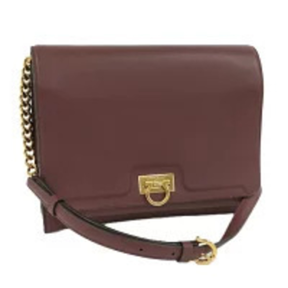 Salvatore Ferragamo Shoulder Bag Gancini Leather Bordeaux Purple